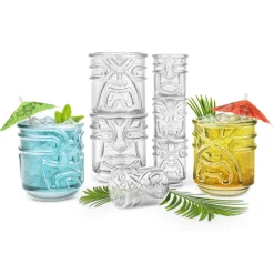 Product Specialties Inc. Tiki Mugs*Clear Tiki God Glasses (Set Of 4)