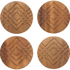 Danica Coasters & Trays*Facet Acacia Coasters (Set Of 4)