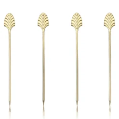True Fabrications Cocktail Picks & Stirrers*Gold Art Deco Cocktail Pins (Set Of 4)