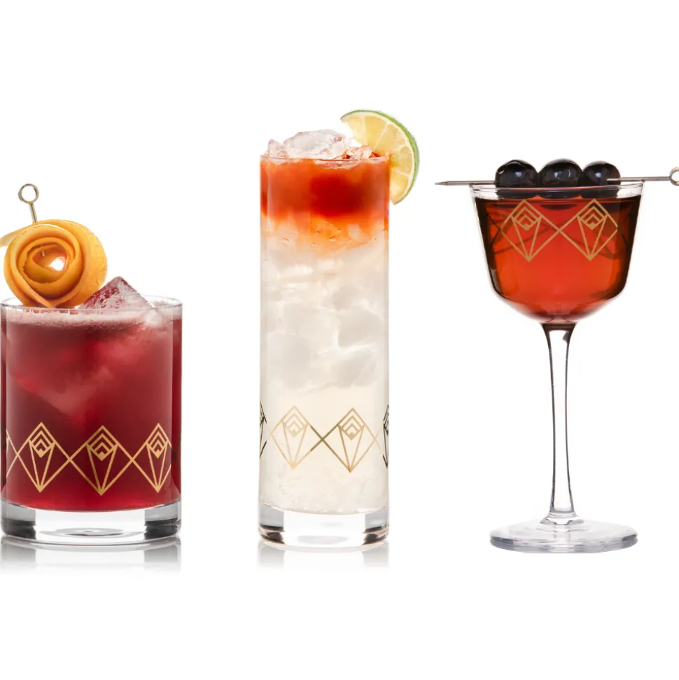 Better Refined - CHINA Potion House Bar Tools*Gold Dream Deco Glassware Collection (Set Of 12)