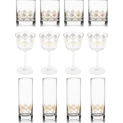 Better Refined - CHINA Potion House Bar Tools*Gold Dream Deco Glassware Collection (Set Of 12)