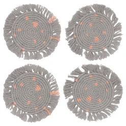 Danica Coasters & Trays*Grey Macrame Coasters (Set Of 4)