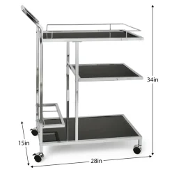 Torre u0026 Tagus Bar Carts*Lenox Chrome 3 Tier Bar Cart