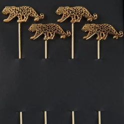 Love and Victory Cocktail Picks & Stirrers*Leopard Cocktail Pins (Set Of 4)