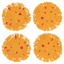 Danica Coasters & Trays*Ochre Macrame Coasters (Set Of 4)