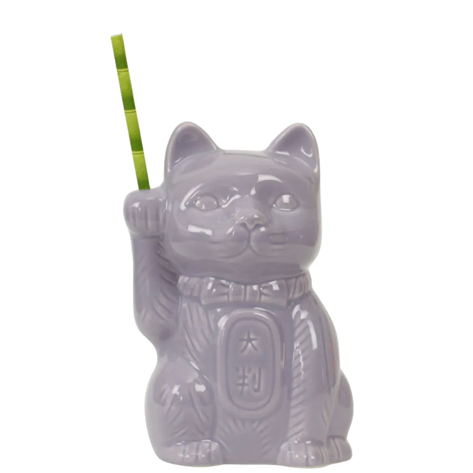 China Potion House Bar Tools*Purple Neko Cat Tiki Mug