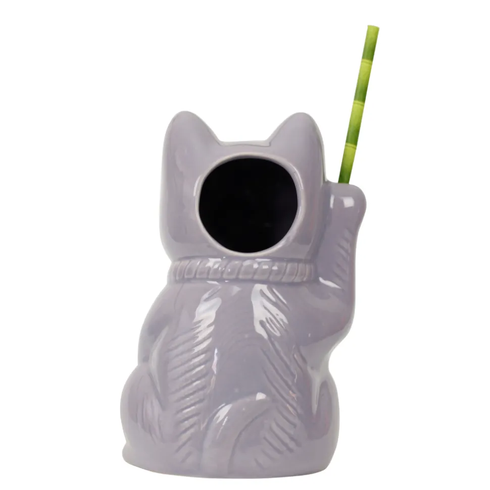 China Potion House Bar Tools*Purple Neko Cat Tiki Mug
