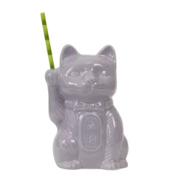 China Tiki Mugs*Purple Neko Cat Tiki Mug