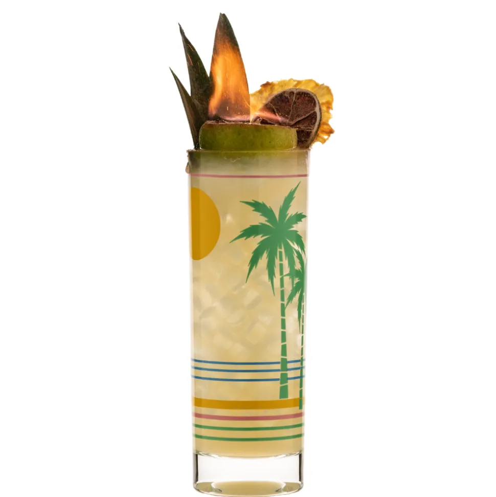 China Tiki*Retro Tropical Collins Glass