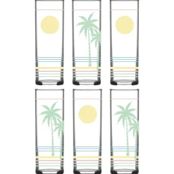 China Highball Glasses*Retro Tropical Collins Glass