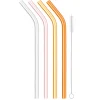 Product Specialties Inc. Straws*Reusable Glass Straws In Warm Tone (Set Of 4 With Brush)