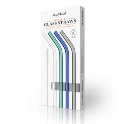 Product Specialties Inc. Straws*Reusable Glass Straws In Cool Tone (Set Of 4 With Brush)