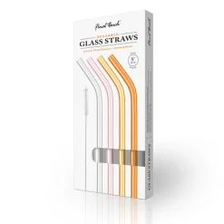 Product Specialties Inc. Tiki*Reusable Glass Straws In Warm Tone (Set Of 4 With Brush)