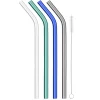Product Specialties Inc. Tiki*Reusable Glass Straws In Cool Tone (Set Of 4 With Brush)