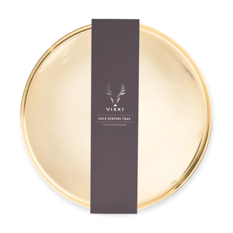 True Fabrications Coasters & Trays*Round Gold Tray