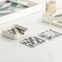 Torre u0026 Tagus Coasters & Trays*Savoy Geometric Coasters (Set Of 4)
