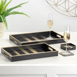 Torre u0026 Tagus Coasters & Trays*Savoy Gold Stripe Tray