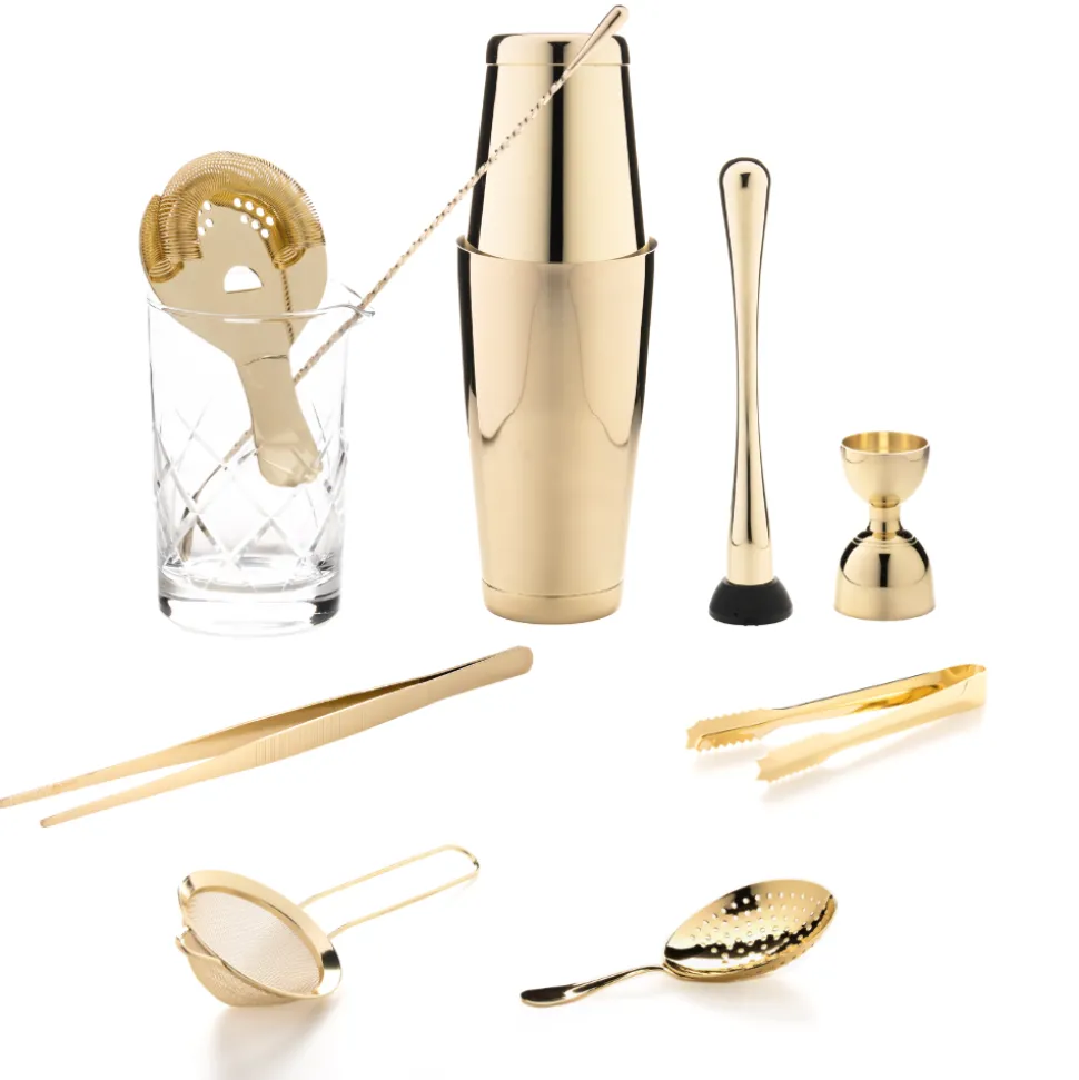 China Bar Tool Sets*The Cocktail Aficionado Set (Gold)