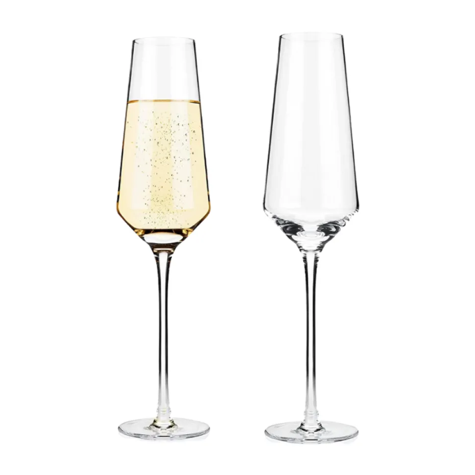 True Fabrications Wine*Viski Angled Crystal Flutes (Set Of 2)