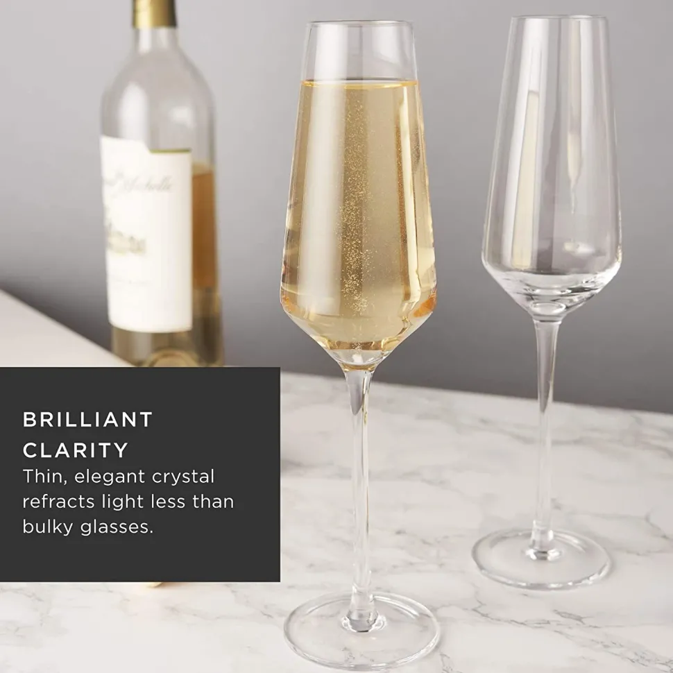 True Fabrications Wine*Viski Angled Crystal Flutes (Set Of 2)