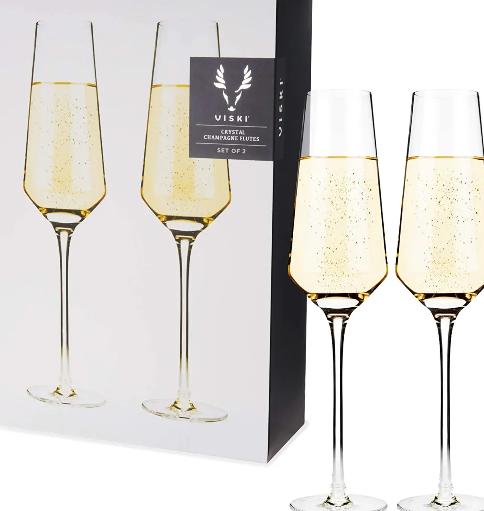 True Fabrications Wine*Viski Angled Crystal Flutes (Set Of 2)