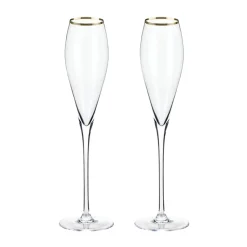 True Fabrications Wine*Viski Belmont Gold Rim Crystal Champagne Flutes (Set Of 2)
