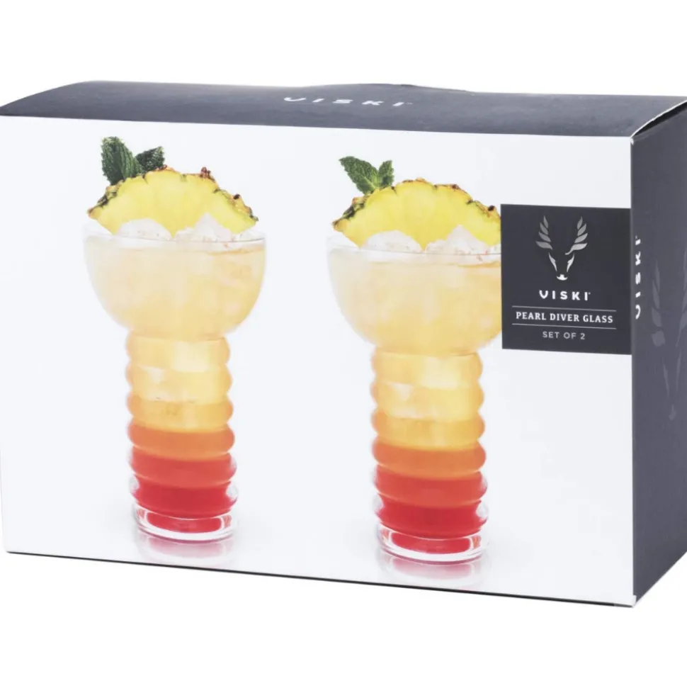 True Fabrications Tiki*Viski Crystal Pearl Diver Glasses (Set Of 2)