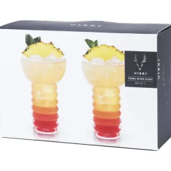 True Fabrications Tiki Mugs*Viski Crystal Pearl Diver Glasses (Set Of 2)