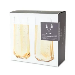 True Fabrications Wine*Viski Faceted Stemless Crystal Champagne Flutes (Set Of 2)