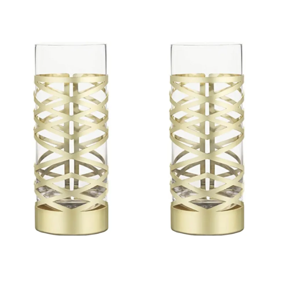 True Fabrications Highball Glasses*Viski Gold & Crystal Patterned Highball Glasses (Set Of 2)