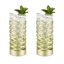 True Fabrications Highball Glasses*Viski Gold & Crystal Patterned Highball Glasses (Set Of 2)